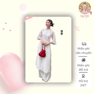 Áo dài cách tân thêu nơ đơn giản
