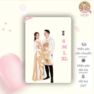 Áo dài cưới họa tiết long phụng