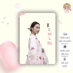 Áo dài ngũ thân 2 lớp chất liệu tơ sống thêu hoa đỏ