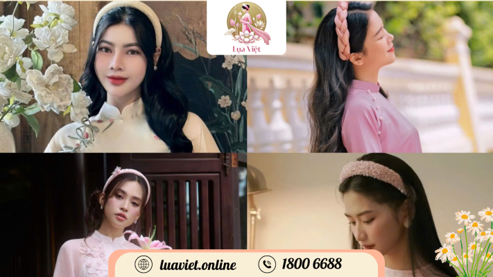 Bờm cài tóc kết hợp cùng áo dài dáng suông